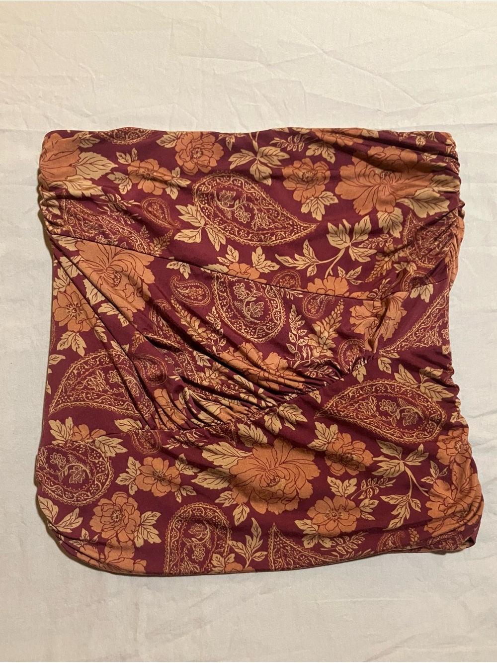 Free People Earthly Orange Floral Paisley Tube Top